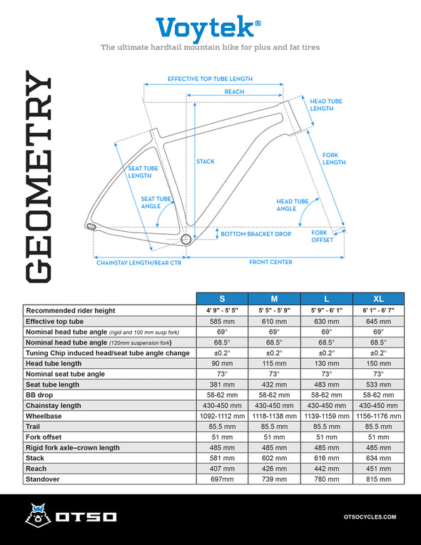 Fat bike Voytek Winter biking geometry Chart