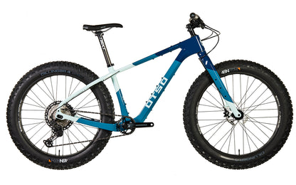 Fat Bike Voytek Otso Winter snow riding, Lake Ice Blue color side view