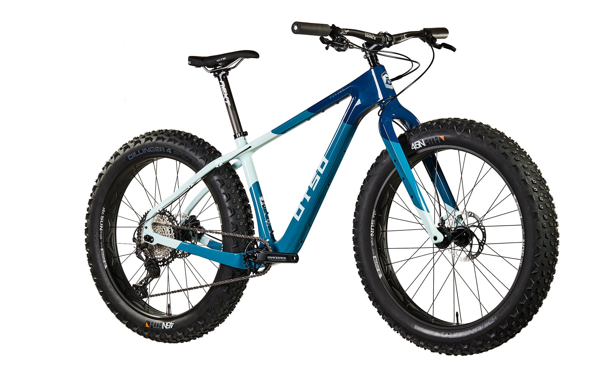 Fat Bike Voytek Otso Winter snow riding, Lake Ice Blue color 3Q view