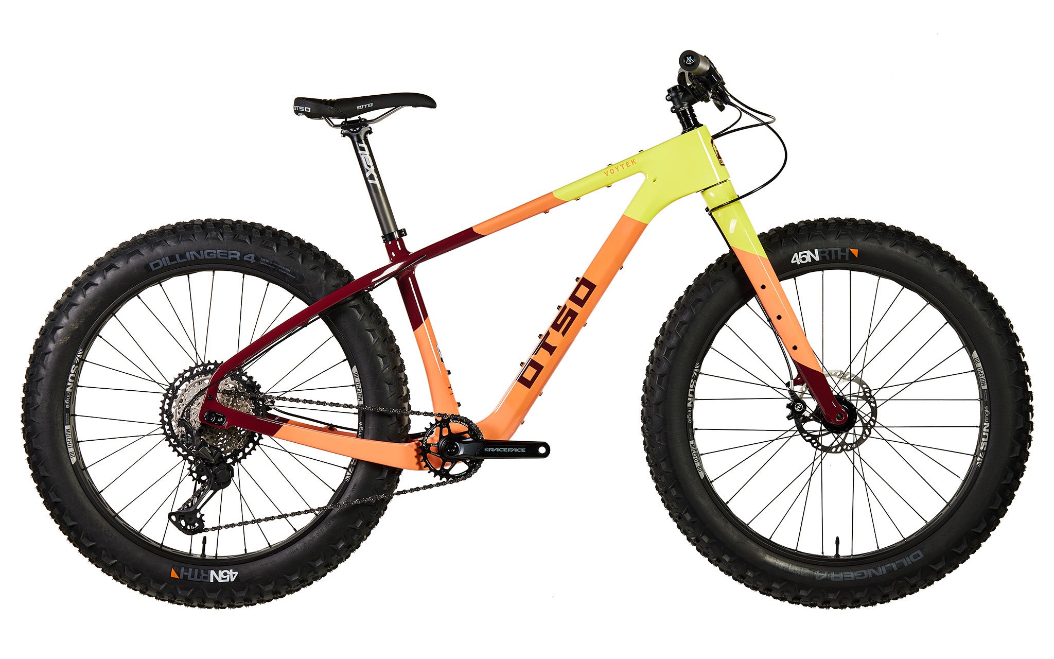 Fat Bike Voytek Otso Winter snow riding, Neon Sunrise color side view